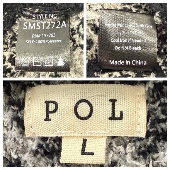 POL Chevron Pattern Tank Women's L Y2K Black Gray White Fuzzy Texture Zig Zag - Picture 4 of 6